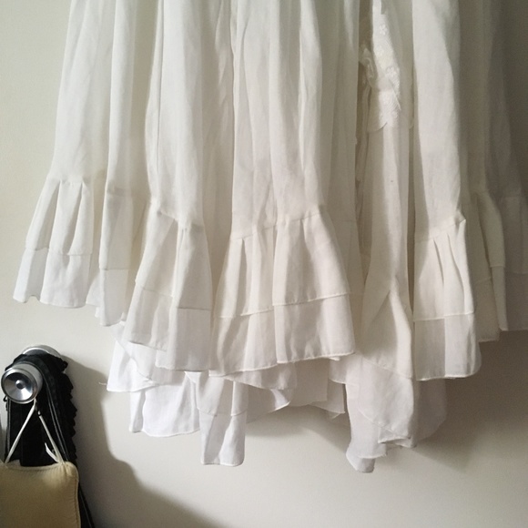 Gorgeous Galatea White Cotton Layered Prairie Boho Ruffle Hem Skirt L - Picture 2 of 7